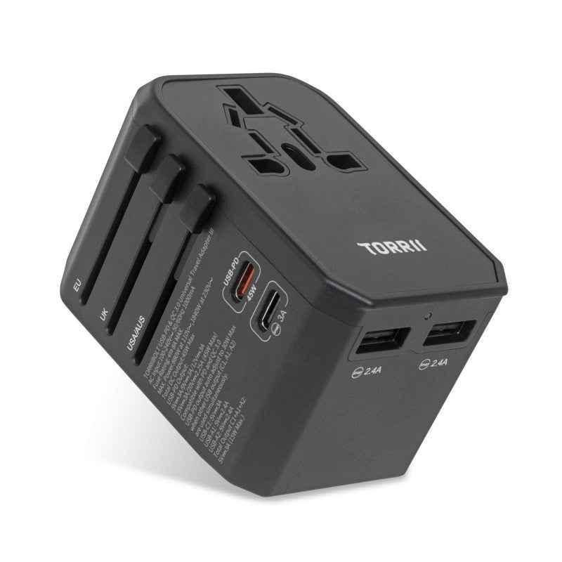 TorriiBolt 45W USB-PD & QC 3.0 Universal Travel Adapter III – Black TorriiBolt 45W USB-PD & QC 3.0 Universal Travel Adapter III – Black